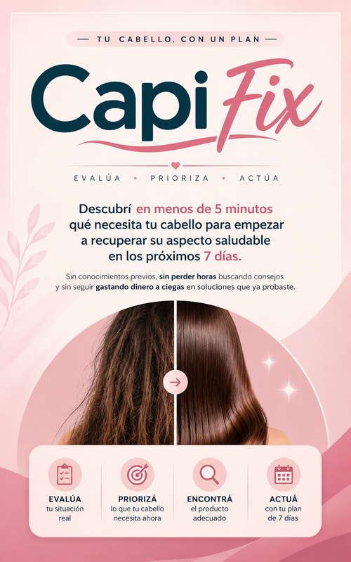CapiFix | Descubrí en 5 minutos qué necesita tu cabello y empezá a recuperarlo en 7 días.